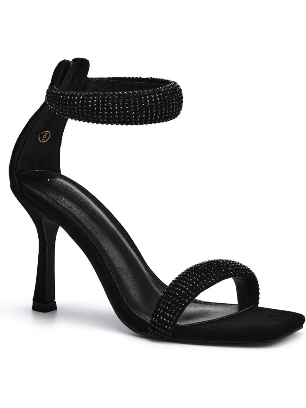Women's Black One Strap Sandals Square Toe Stiletto Heels Casual Summer Shoes